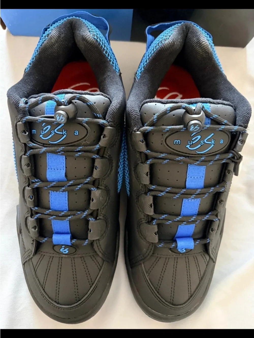 NEW AUTOGRAPHED CHAD MUSKA ES SHOES SIZE 10.5 Signed Box Black & Blue 2024 RARE